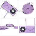 For Honor X9b / Magic6 Lite Rhombic Texture Card Bag RFID Phone Case with Long Lanyard(Light Purple)
