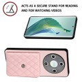 For Honor X9b / Magic6 Lite Rhombic Texture Card Bag RFID Phone Case with Long Lanyard(Rose Gold)