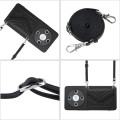 For Honor X9b / Magic6 Lite Rhombic Texture Card Bag RFID Phone Case with Long Lanyard(Black)