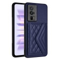 For Xiaomi Redmi K60 / K60 Pro Rhombic Texture Card Bag RFID Phone Case with Long Lanyard(Dark Purpl