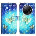 For Xiaomi Redmi A3 3D Painting Horizontal Flip Leather Phone Case(Golden Butterfly)