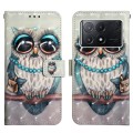 For Xiaomi Redmi K70E 3D Painting Horizontal Flip Leather Phone Case(Grey Owl)