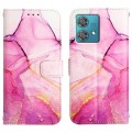 For Motorola Edge 40 Neo PT003 Marble Pattern Flip Leather Phone Case(Pink Purple Gold)