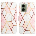 For Motorola Moto G04 4G / G24 4G PT003 Marble Pattern Flip Leather Phone Case(Pink White)