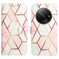 For Xiaomi Redmi A3 PT003 Marble Pattern Flip Leather Phone Case(Pink White)