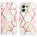For Xiaomi Redmi Note 13 4G Global PT003 Marble Pattern Flip Leather Phone Case(Pink White)