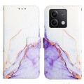 For Xiaomi Redmi Note 13 5G Global PT003 Marble Pattern Flip Leather Phone Case(White Purple)