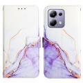 For Xiaomi Poco M6 Pro 4G PT003 Marble Pattern Flip Leather Phone Case(White Purple)