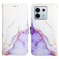 For Xiaomi Redmi Note 13 Pro 5G Global PT003 Marble Pattern Flip Leather Phone Case(White Purple)