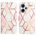 For Xiaomi Redmi Note 13 Pro+ 5G PT003 Marble Pattern Flip Leather Phone Case(Pink White)