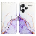 For Xiaomi Redmi Note 13 Pro+ 5G PT003 Marble Pattern Flip Leather Phone Case(White Purple)