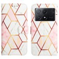 For Xiaomi Redmi K70E PT003 Marble Pattern Flip Leather Phone Case(Pink White)