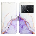 For Xiaomi Redmi K70E PT003 Marble Pattern Flip Leather Phone Case(White Purple)