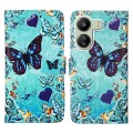 For Xiaomi Redmi 13C Colored Drawing Pattern Plain Weave Leather Phone Case(Caring Butterfly)