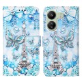 For Xiaomi Redmi 13C Colored Drawing Pattern Plain Weave Leather Phone Case(Tower Butterfly)