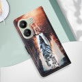 For Xiaomi Redmi 13C Colored Drawing Pattern Plain Weave Leather Phone Case(Cats And Tigers)