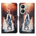 For Xiaomi Redmi 13C Colored Drawing Pattern Plain Weave Leather Phone Case(Cats And Tigers)