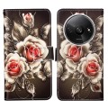 For Xiaomi Redmi A3 Colored Drawing Pattern Plain Weave Leather Phone Case(Roses On Black)