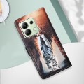 For Xiaomi Redmi Note 13 4G Global Colored Drawing Pattern Plain Weave Leather Phone Case(Cats And T