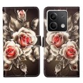 For Xiaomi Redmi Note 13 5G Global Colored Drawing Pattern Plain Weave Leather Phone Case(Roses On B