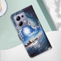 For Xiaomi Redmi Note 13 Pro 4G Global Colored Drawing Pattern Plain Weave Leather Phone Case(Waves