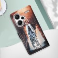 For Xiaomi Redmi Note 13 Pro+ 5G Colored Drawing Pattern Plain Weave Leather Phone Case(Cats And Tig