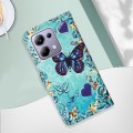For Xiaomi Poco M6 Pro 4G Colored Drawing Pattern Plain Weave Leather Phone Case(Caring Butterfly)