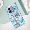 For Xiaomi Poco M6 Pro 4G Colored Drawing Pattern Plain Weave Leather Phone Case(Tower Butterfly)