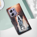 For Xiaomi Poco M6 Pro 4G Colored Drawing Pattern Plain Weave Leather Phone Case(Cats And Tigers)