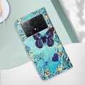 For Xiaomi Redmi K70E Colored Drawing Pattern Plain Weave Leather Phone Case(Caring Butterfly)