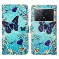 For Xiaomi Redmi K70E Colored Drawing Pattern Plain Weave Leather Phone Case(Caring Butterfly)