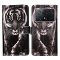 For Xiaomi Redmi K70E Colored Drawing Pattern Plain Weave Leather Phone Case(Black And White Tiger)