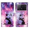 For Xiaomi Redmi K70E Colored Drawing Pattern Plain Weave Leather Phone Case(Baby Panda)