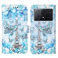 For Xiaomi Poco X6 Pro Colored Drawing Pattern Plain Weave Leather Phone Case(Tower Butterfly)