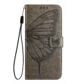 For Samsung Galaxy Note10 Embossed Butterfly Leather Phone Case(Grey)