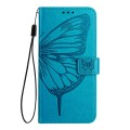 For Samsung Galaxy A41 EU Embossed Butterfly Leather Phone Case(Blue)