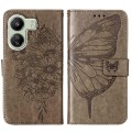 For Xiaomi Redmi 13C Embossed Butterfly Leather Phone Case(Grey)