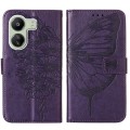 For Xiaomi Redmi 13C Embossed Butterfly Leather Phone Case(Dark Purple)