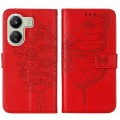 For Xiaomi Redmi 13C Embossed Butterfly Leather Phone Case(Red)