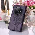 For Xiaomi Redmi A3 Embossed Butterfly Leather Phone Case(Dark Purple)