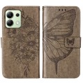 For Xiaomi Redmi Note 13 4G Global Embossed Butterfly Leather Phone Case(Grey)