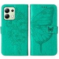 For Xiaomi Redmi Note 13 4G Global Embossed Butterfly Leather Phone Case(Green)