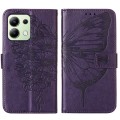 For Xiaomi Redmi Note 13 4G Global Embossed Butterfly Leather Phone Case(Dark Purple)