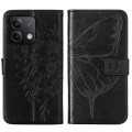For Xiaomi Redmi Note 13 5G Global Embossed Butterfly Leather Phone Case(Black)