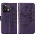 For Xiaomi Redmi Note 13 5G Global Embossed Butterfly Leather Phone Case(Dark Purple)