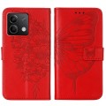 For Xiaomi Redmi Note 13 5G Global Embossed Butterfly Leather Phone Case(Red)