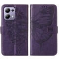 For Xiaomi Redmi Note 13 Pro 4G Global Embossed Butterfly Leather Phone Case(Dark Purple)