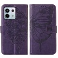 For Xiaomi Redmi Note 13 Pro 5G Global Embossed Butterfly Leather Phone Case(Dark Purple)