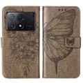 For Xiaomi Redmi K70E Embossed Butterfly Leather Phone Case(Grey)