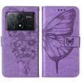 For Xiaomi Redmi K70E Embossed Butterfly Leather Phone Case(Purple)